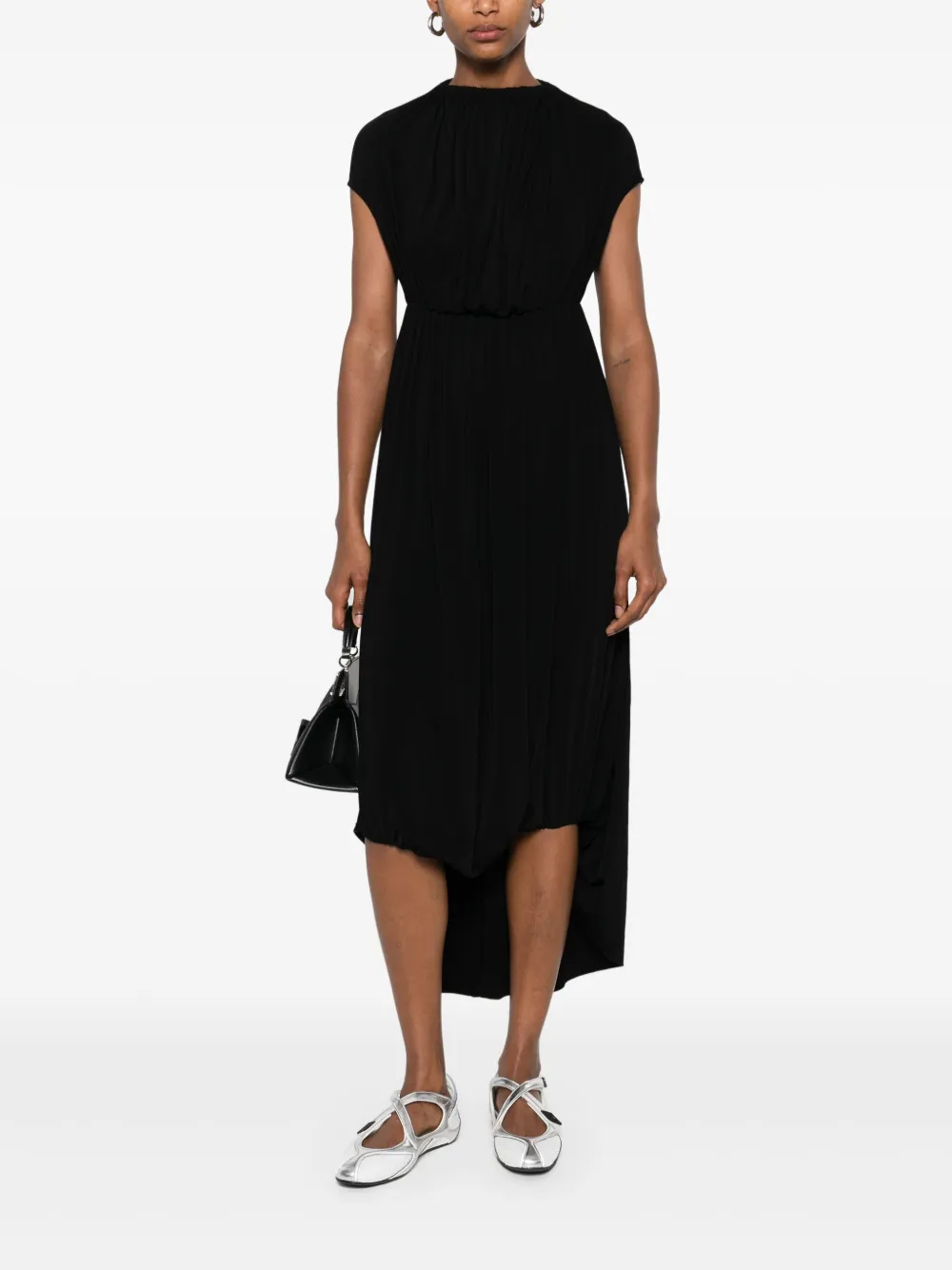 ALAINPAUL Asymmetrische midi-jurk - Zwart