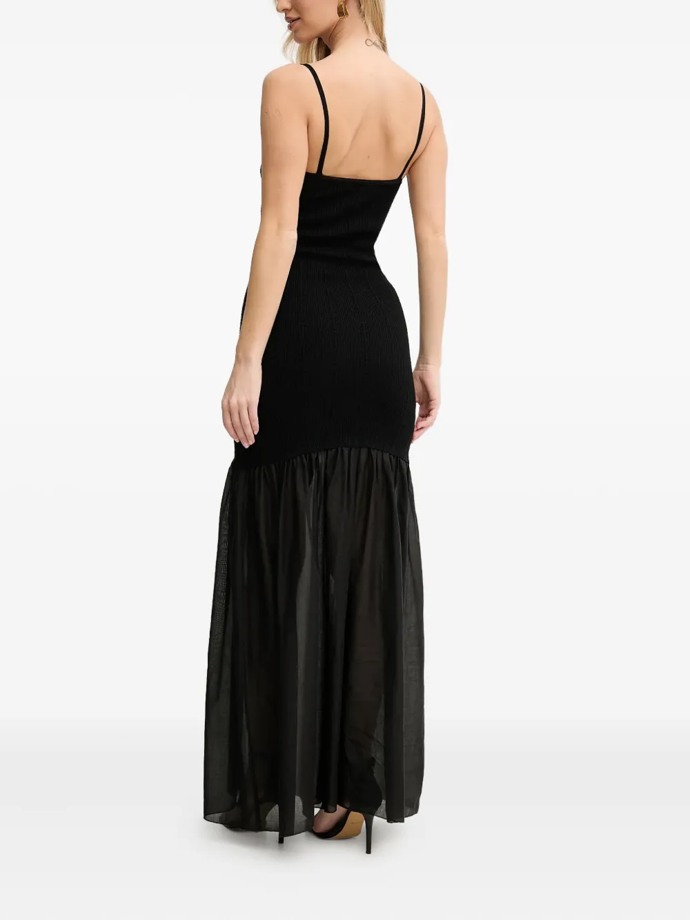 Simona Corsellini Embellished-straps Tiered Maxi Dress In Black