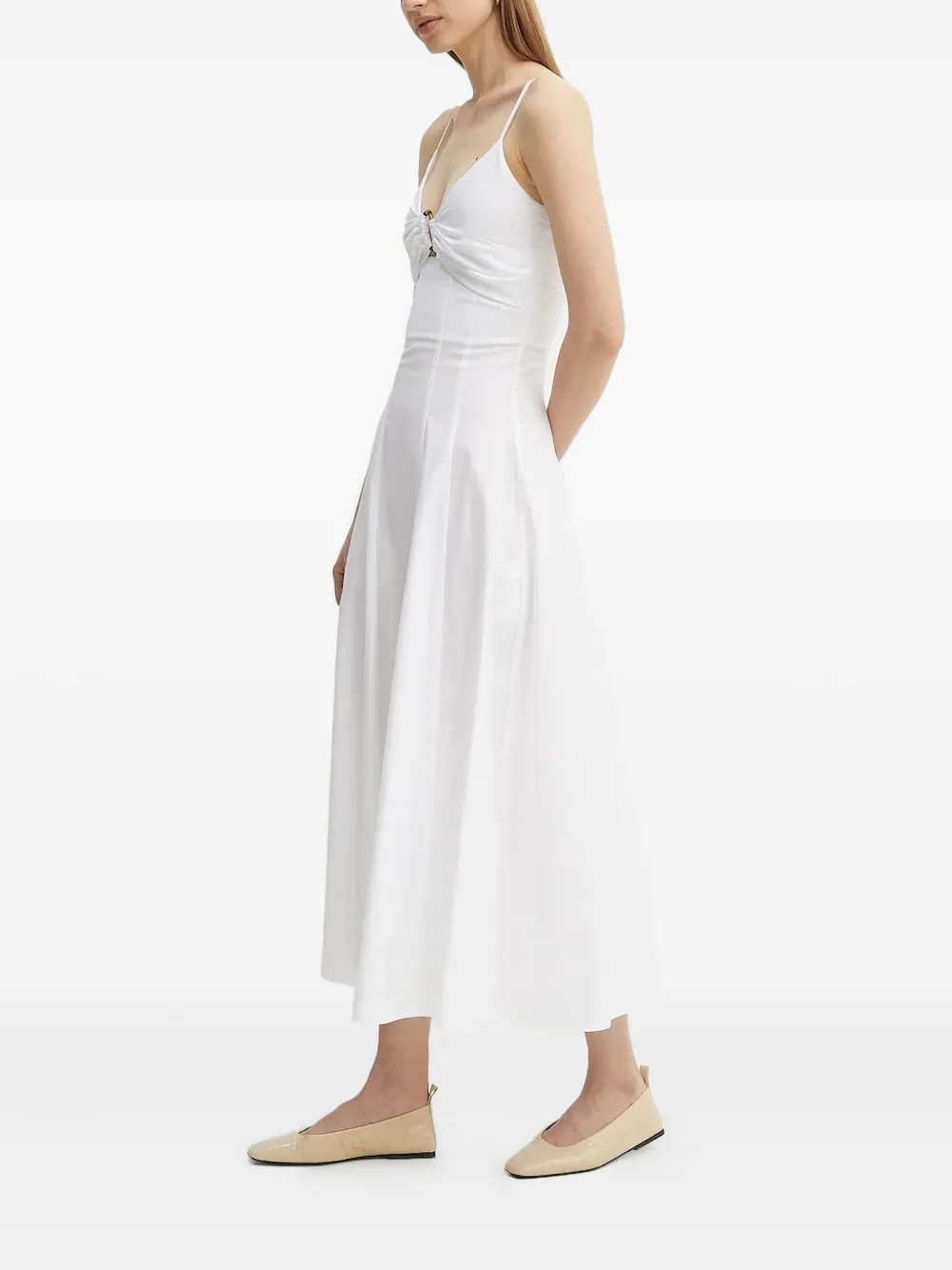 SIMONA CORSELLINI ring-detail midi dress Wit