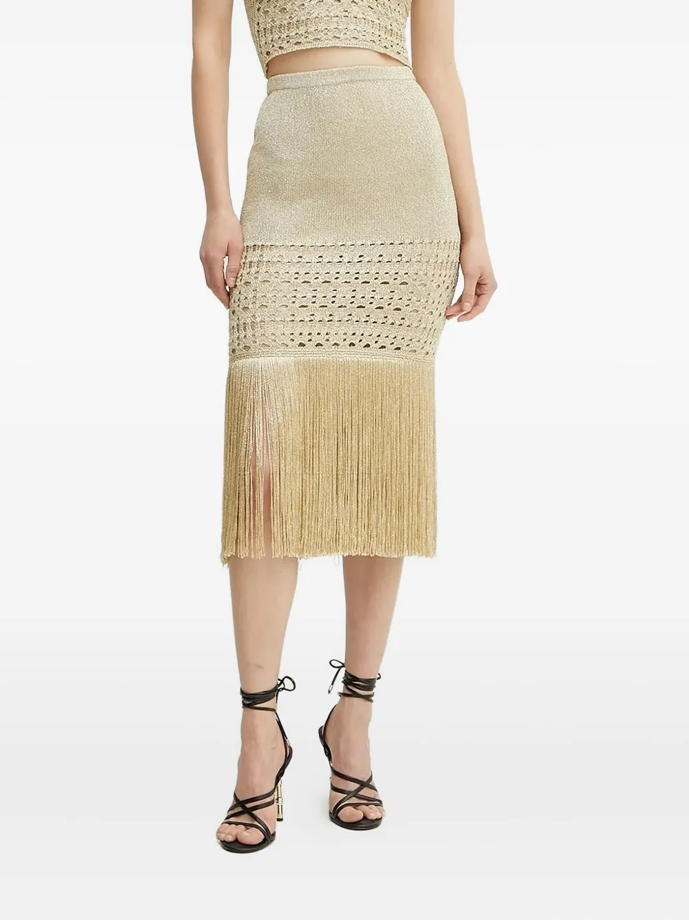 SIMONA CORSELLINI fringe knit skirt | Gold | Image 1