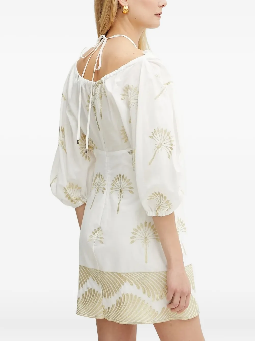 SIMONA CORSELLINI Mini-jurk met geborduurde bloemen en uitgesneden details - Wit