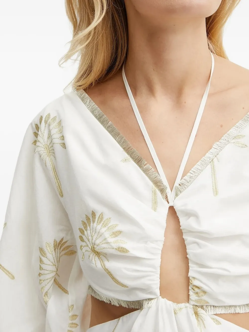 Simona Corsellini Embroidered-flowers Cut-out Mini Dress In White