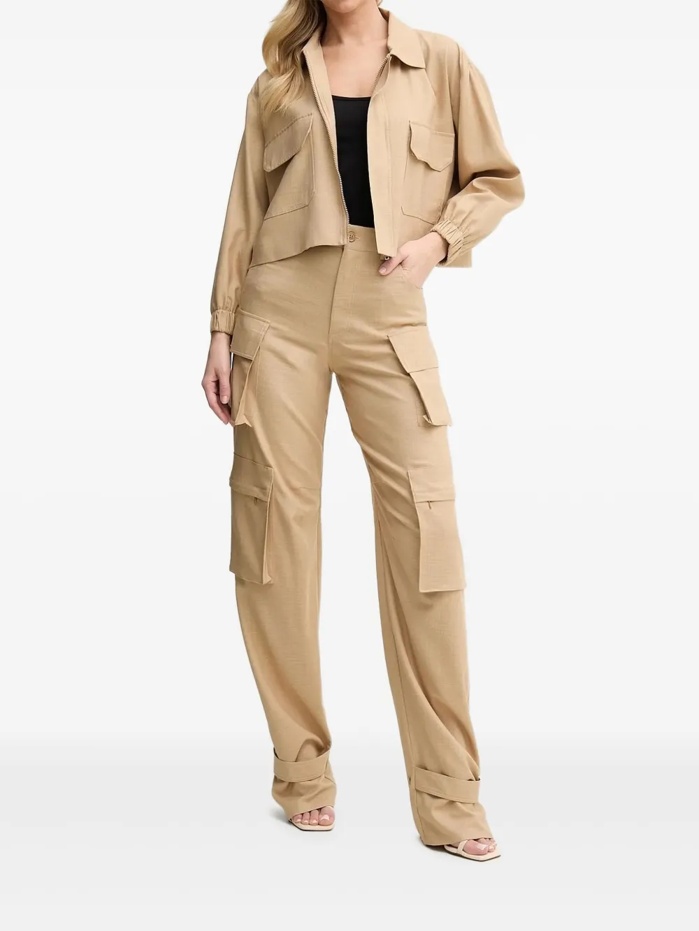 Simona Corsellini Zip-front Flap-pocket Jacket In Neutral