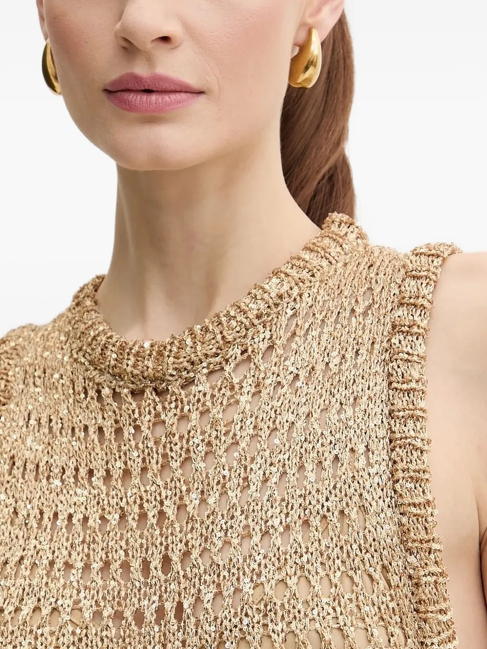 SIMONA CORSELLINI Mouwloze metallic jurk Bruin