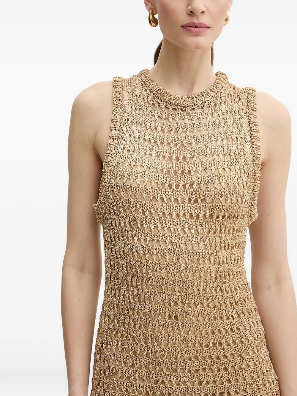 SIMONA CORSELLINI Mouwloze metallic jurk Bruin