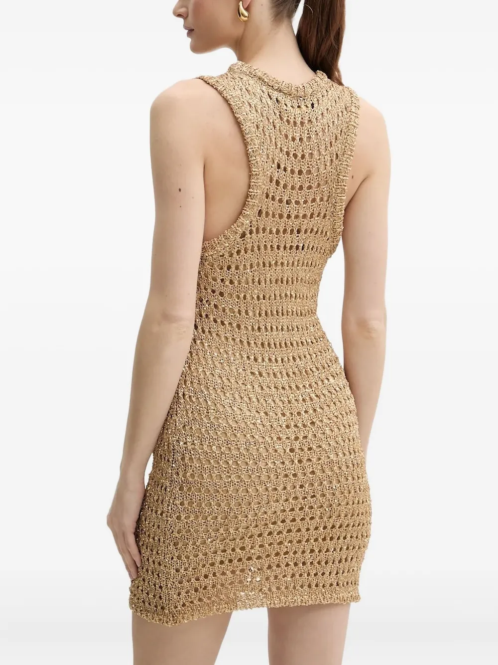 SIMONA CORSELLINI Mouwloze metallic jurk Bruin