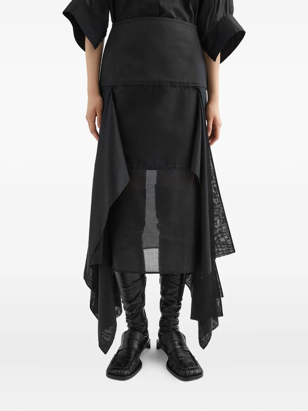 Jil Sander Midi-rok met vlakken Zwart