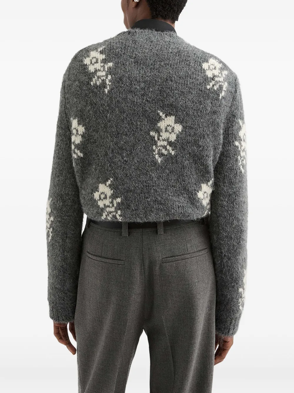 Jil Sander Trui met bloemenprint Grijs