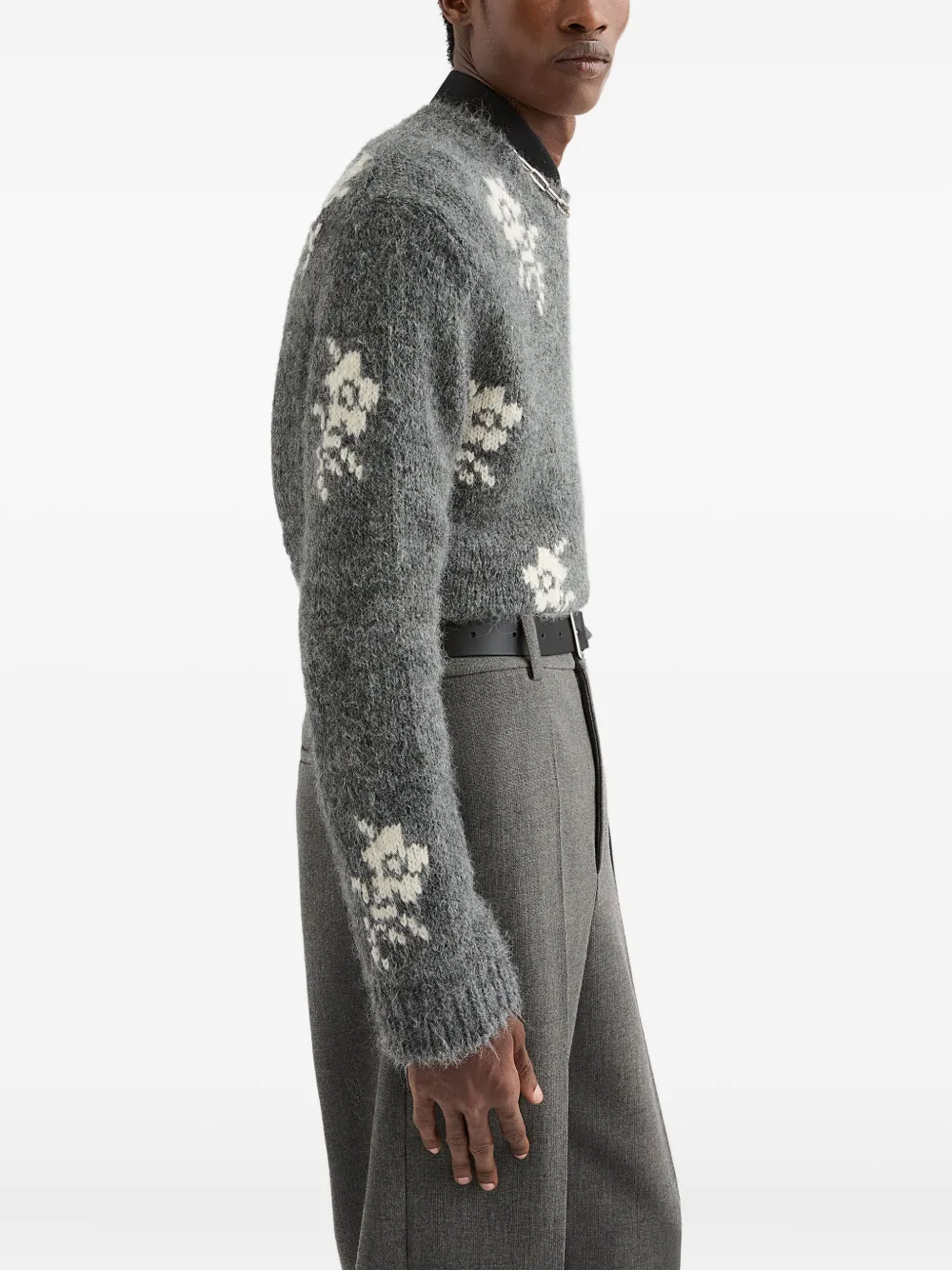 Jil Sander Trui met bloemenprint Grijs