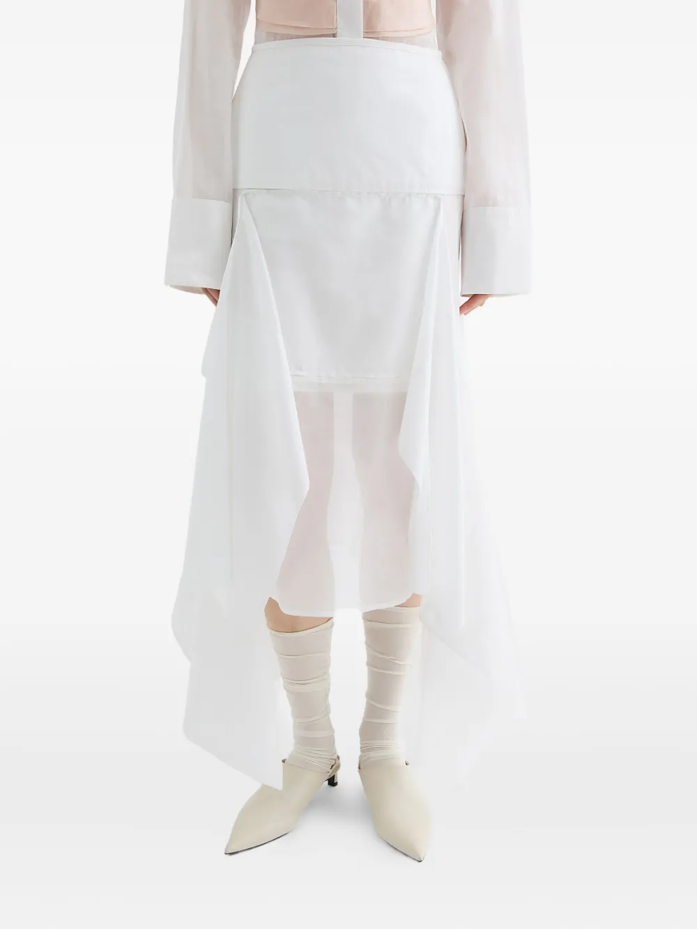 JIL SANDER COTTON MIDI SKIRT