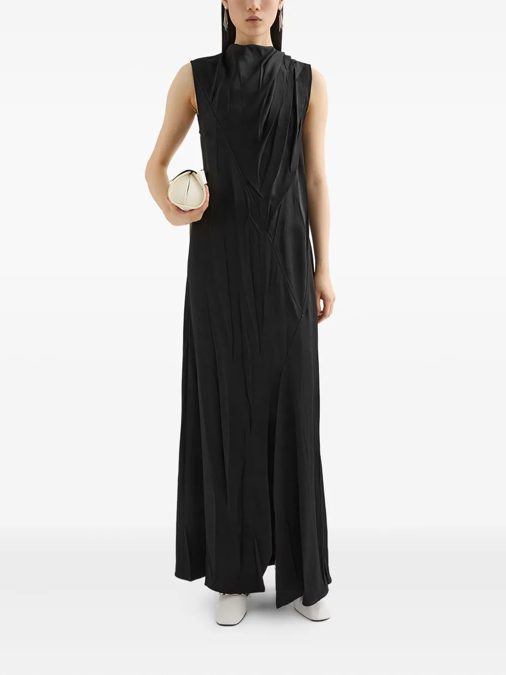 Jil Sander Satijnen maxi-jurk - Zwart