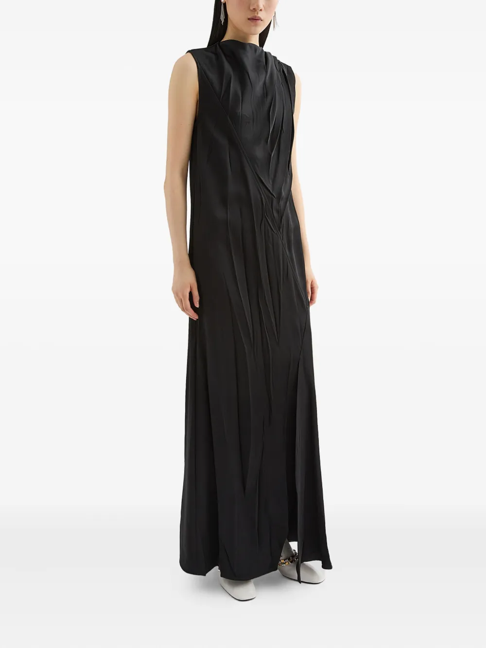 Jil Sander Satijnen maxi-jurk Zwart