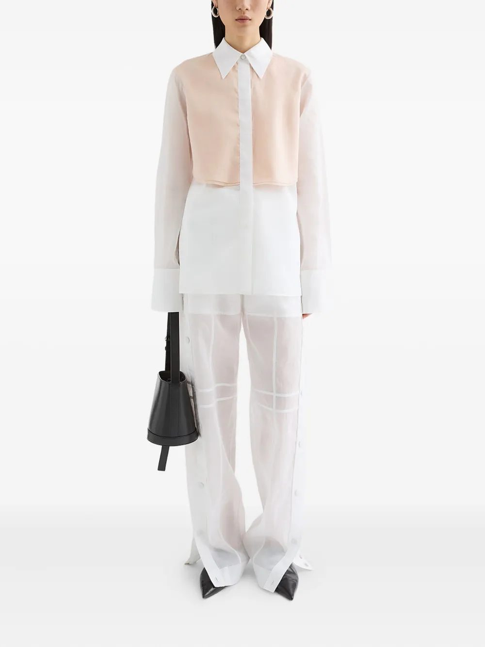 Jil Sander Tweekleurig blouse - Wit