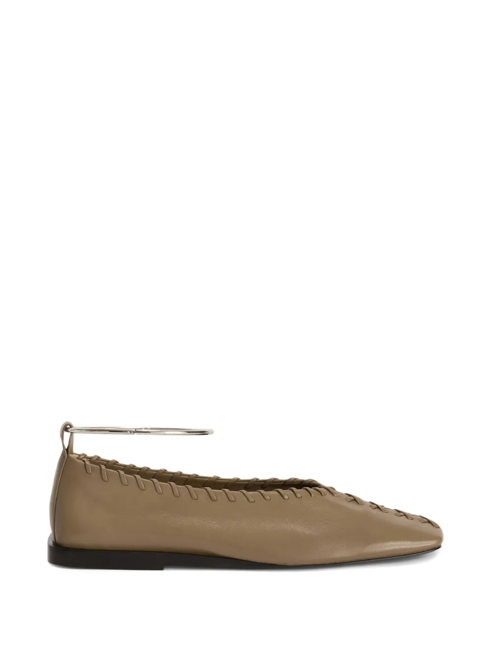 Shop Jil Sander Leather Ballet Flats