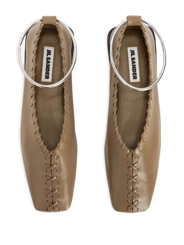 JIL SANDER フラットシューズ Jil Sander レザーフラットシューズ | ブラウン | FARFETCH JP