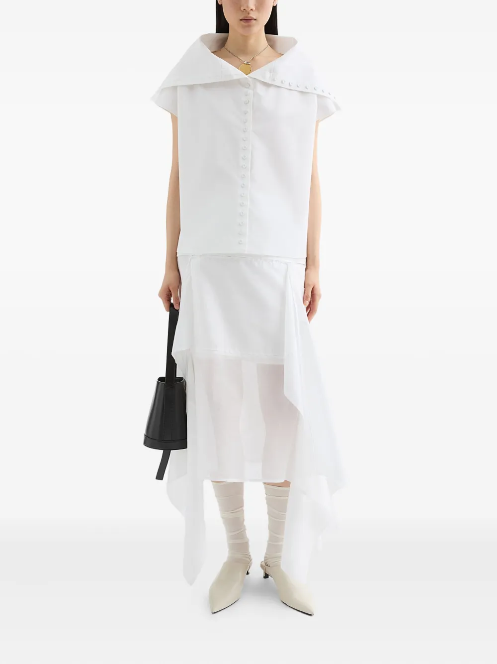 Jil Sander Blouse met matrozenkraag - Wit