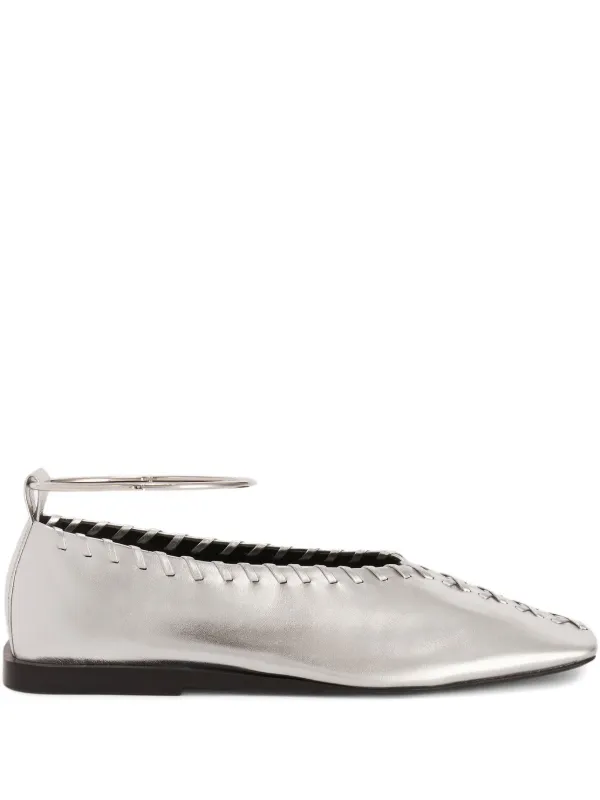CHANEL シルバーローファーjil sander balenciaga Jil Sander Metallic Ballet Flats | Silver | FARFETCH