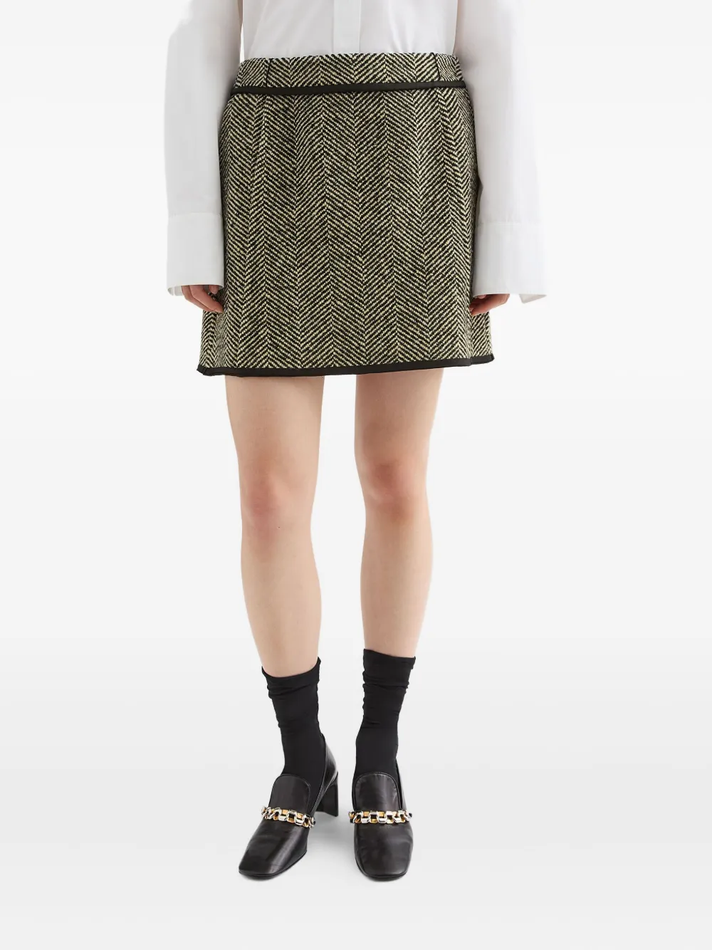 Jil Sander Mini-rok met visgraat-patroon Groen