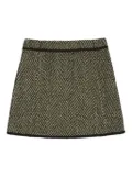 Jil Sander herringbone-patterned mini skirt - Green