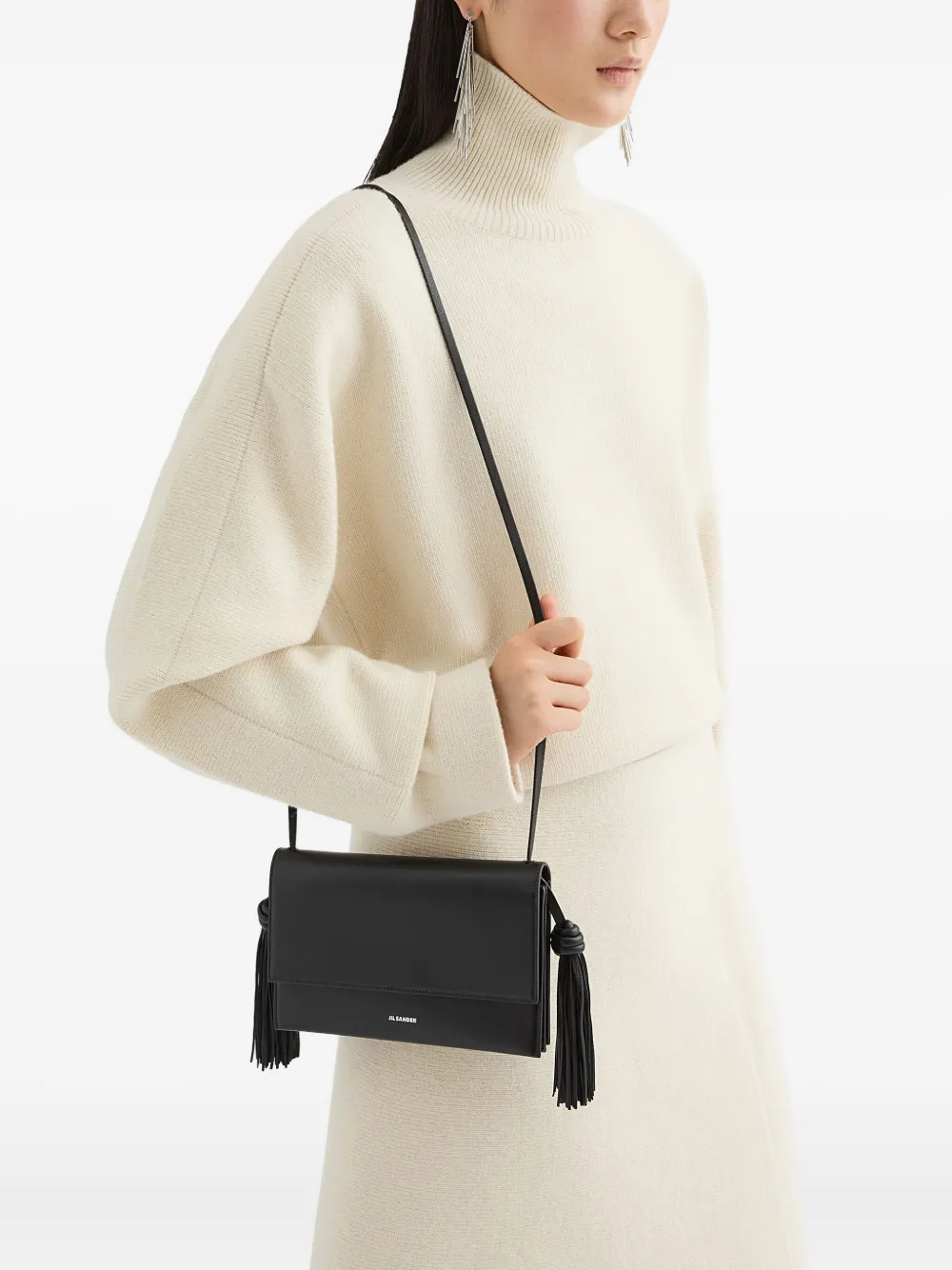 Jil Sander Crossbodytas met kwastje Zwart