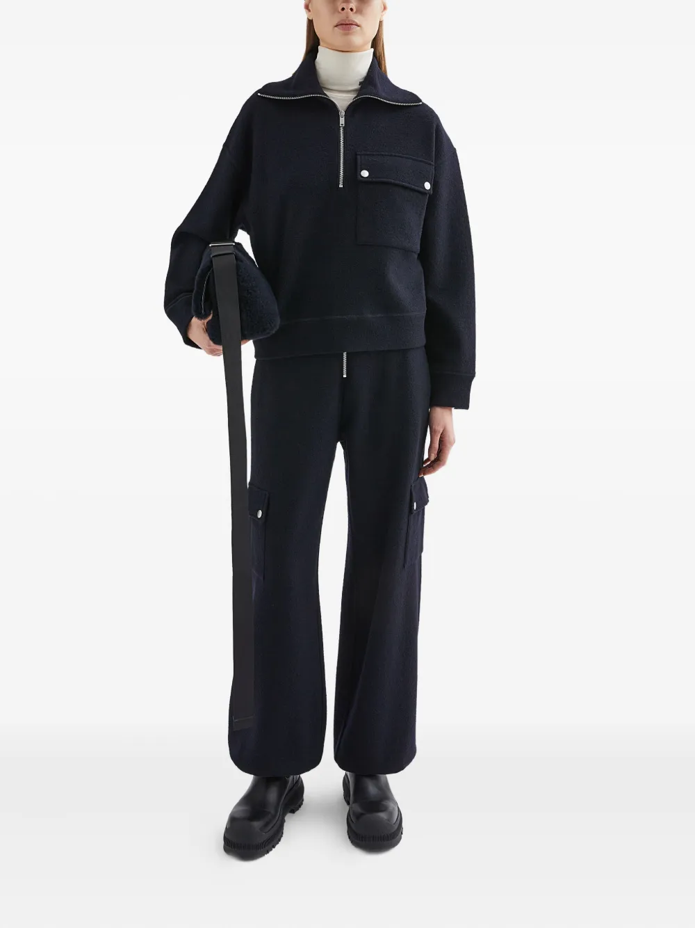 Jil Sander Felted Sweatshirt In Black