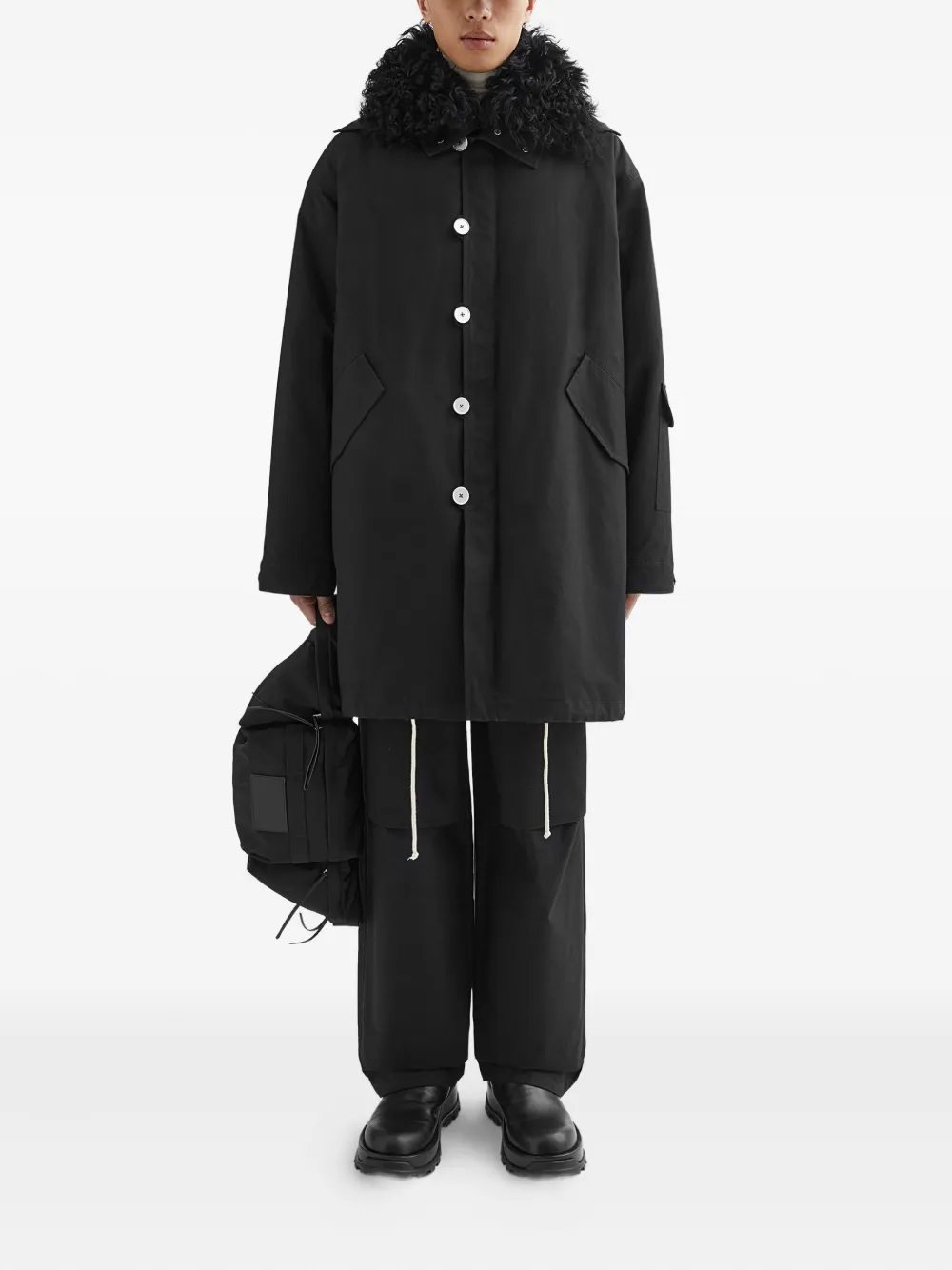 Jil Sander Katoenen parka Zwart