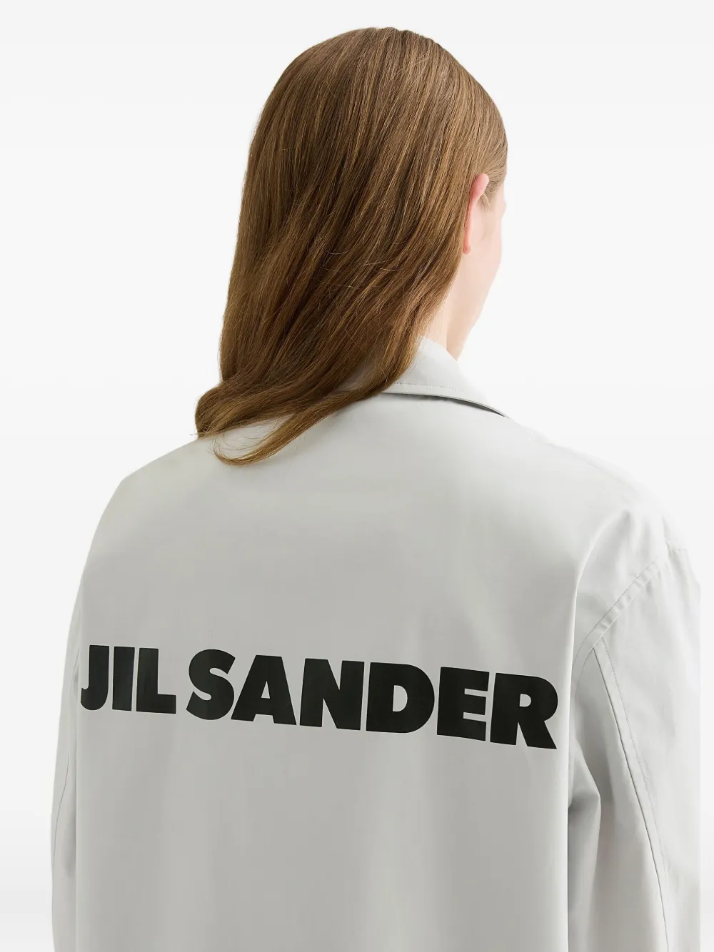 Jil Sander logo-print cotton taffeta jacket Grijs