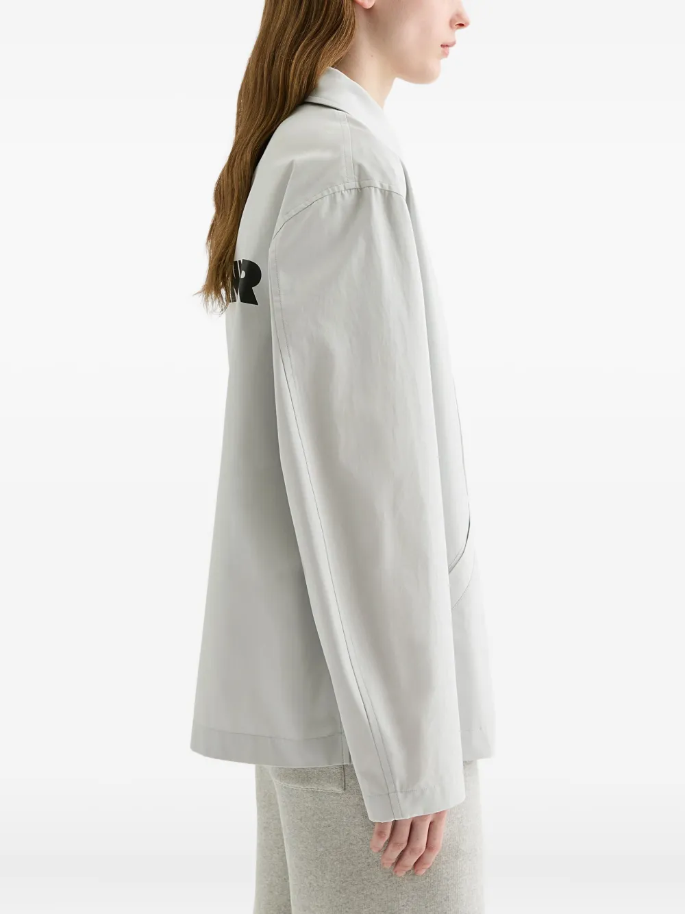 Jil Sander logo-print cotton taffeta jacket Grijs