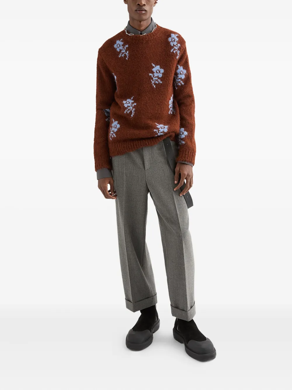 Jil Sander Trui met bloemenprint Bruin