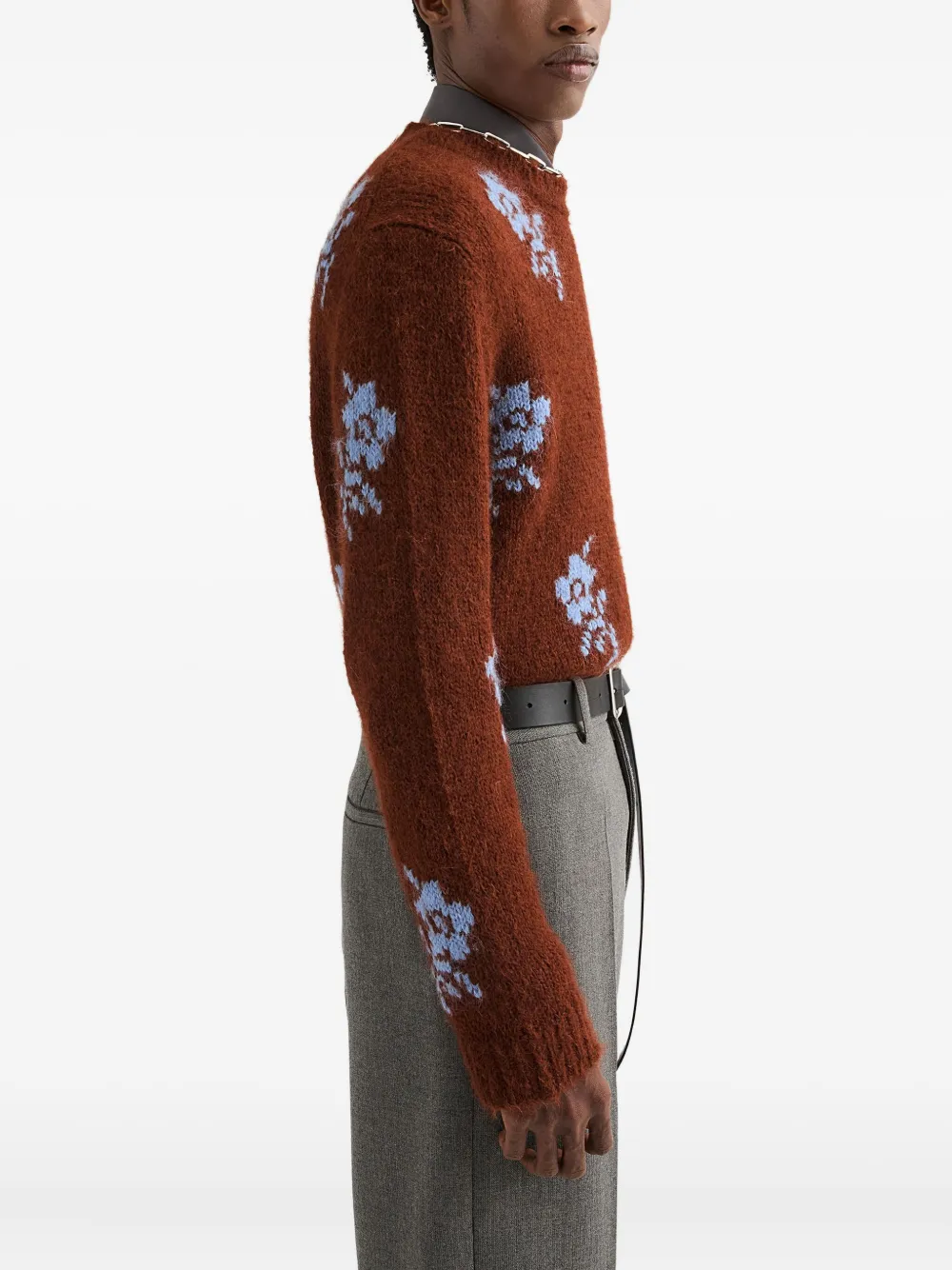 Jil Sander Trui met bloemenprint Bruin