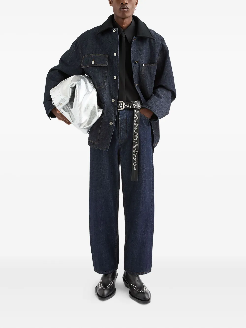 Jil Sander Jeans met logopatch - Blauw