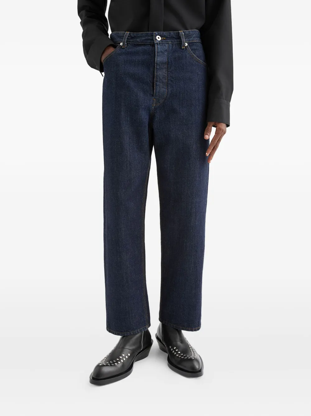 Jil Sander Jeans met logopatch Blauw
