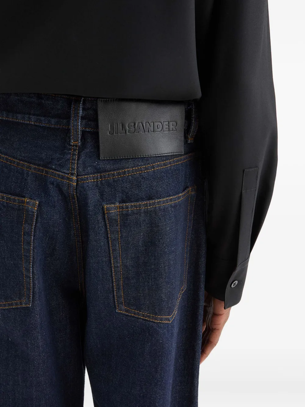 Jil Sander Jeans met logopatch Blauw