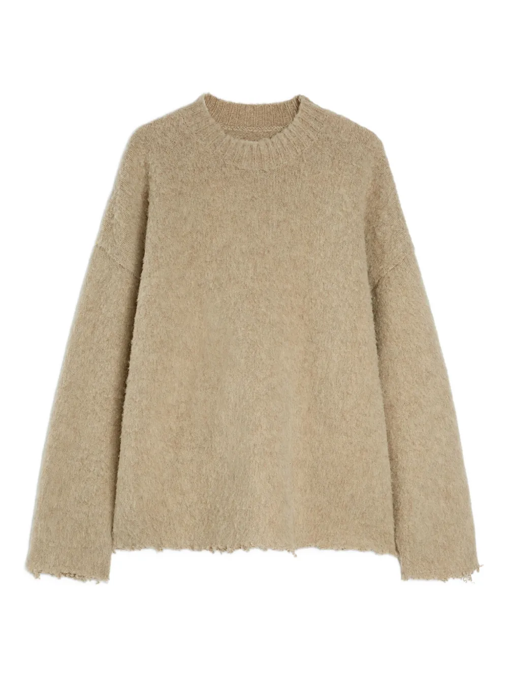 Jil Sander brushed frayed-hem wool sweater Beige