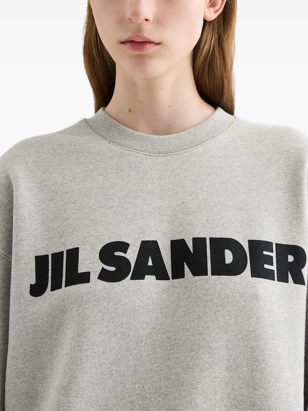 Jil Sander logo cotton sweatshirt Grijs