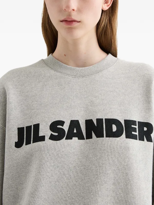 Jil Sander Logo Cotton Sweatshirt | Grey | FARFETCH