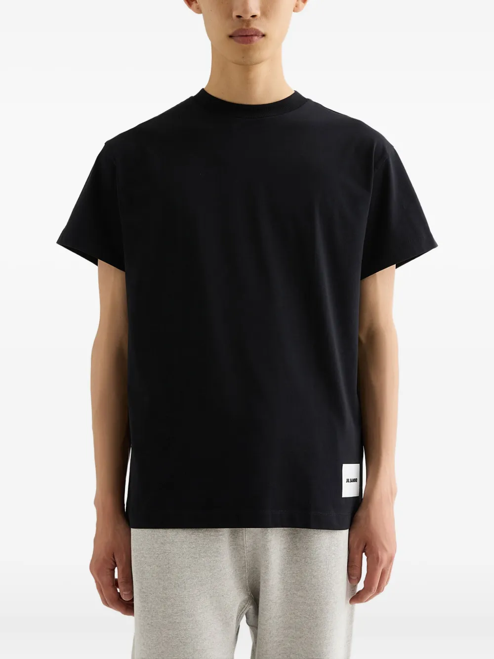 Jil Sander Drie T-shirts met logopatch - Grijs