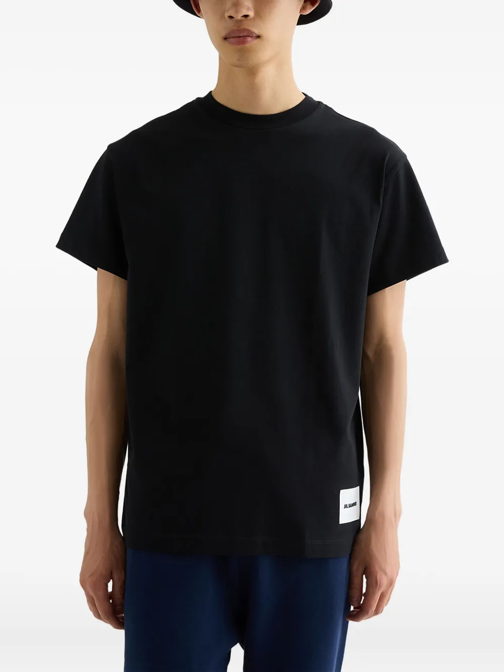 Jil Sander Drie T-shirts met logopatch - Zwart
