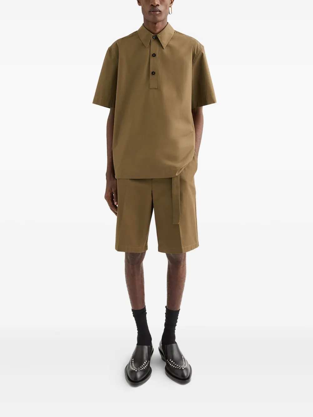 Jil Sander Shorts met ceintuur - Bruin