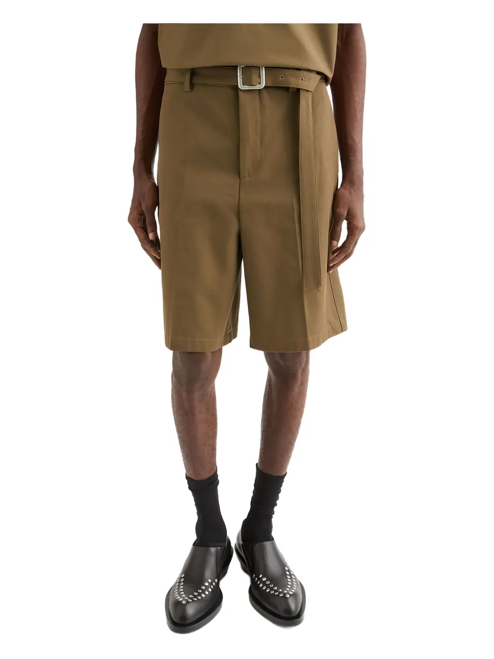 Jil Sander Shorts met ceintuur Bruin
