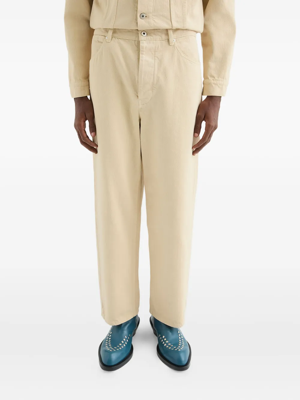 Jil Sander Jeans met logopatch Beige