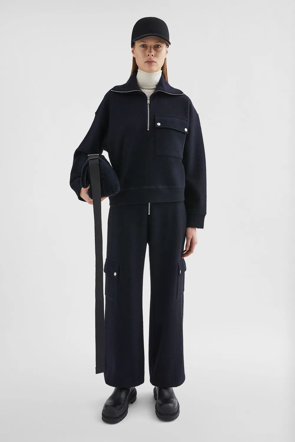 Jil Sander Vilten broek - Blauw