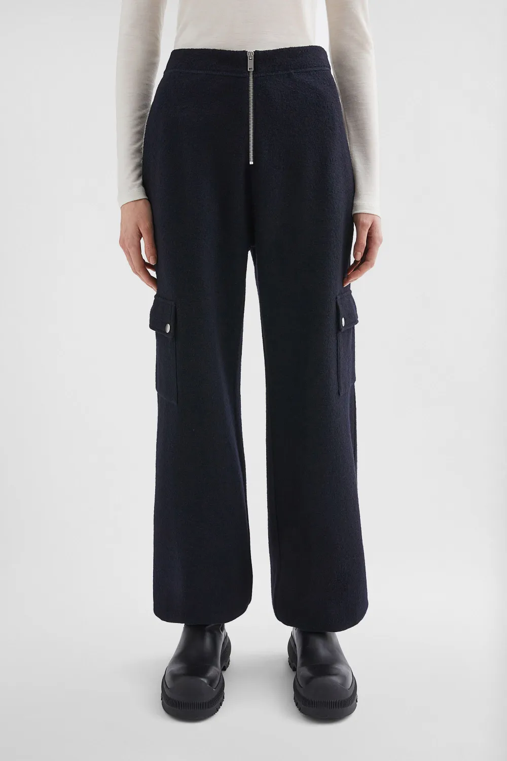 Jil Sander Vilten broek Blauw