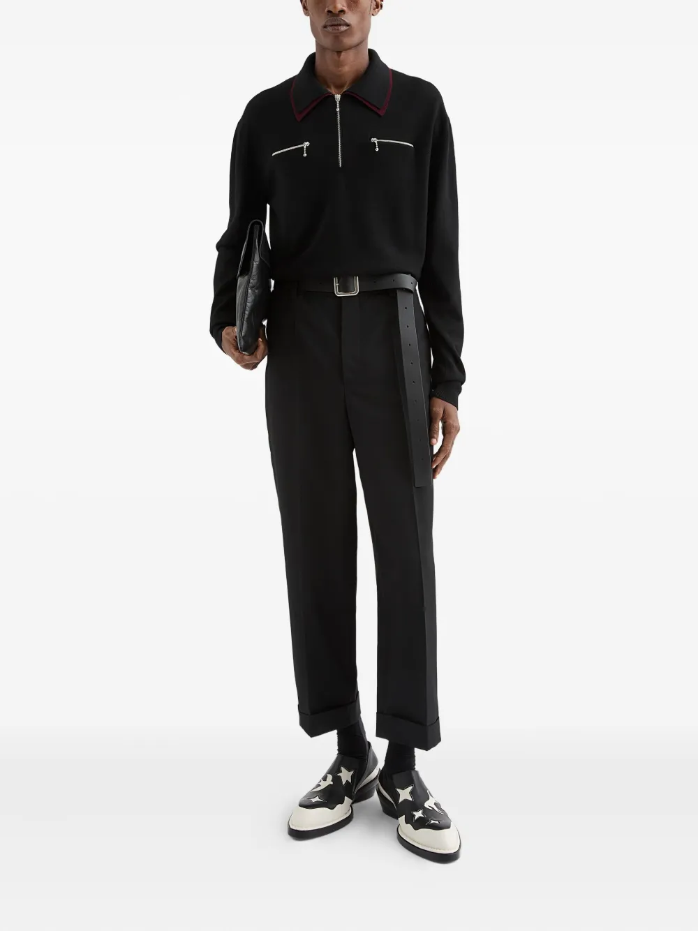 Jil Sander Wollen poloshirt - Zwart