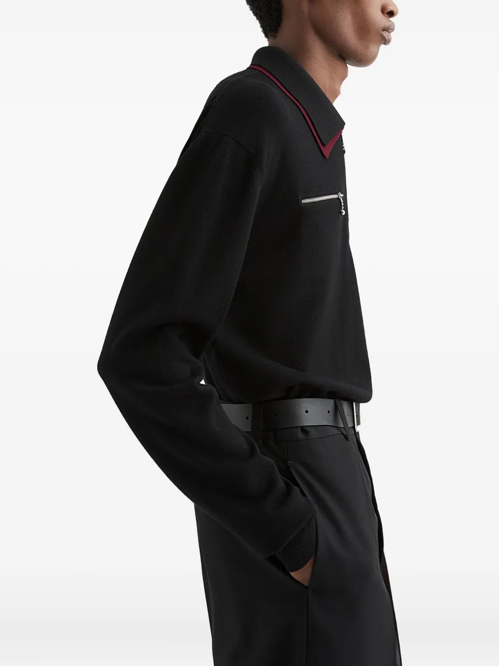 Jil Sander Wollen poloshirt Zwart