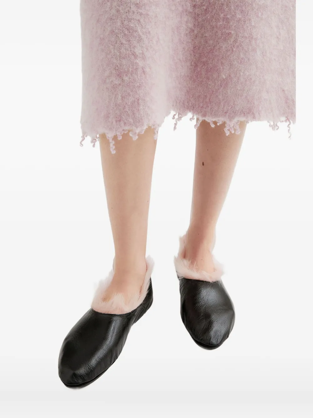 Jil Sander Leren ballerina's Zwart