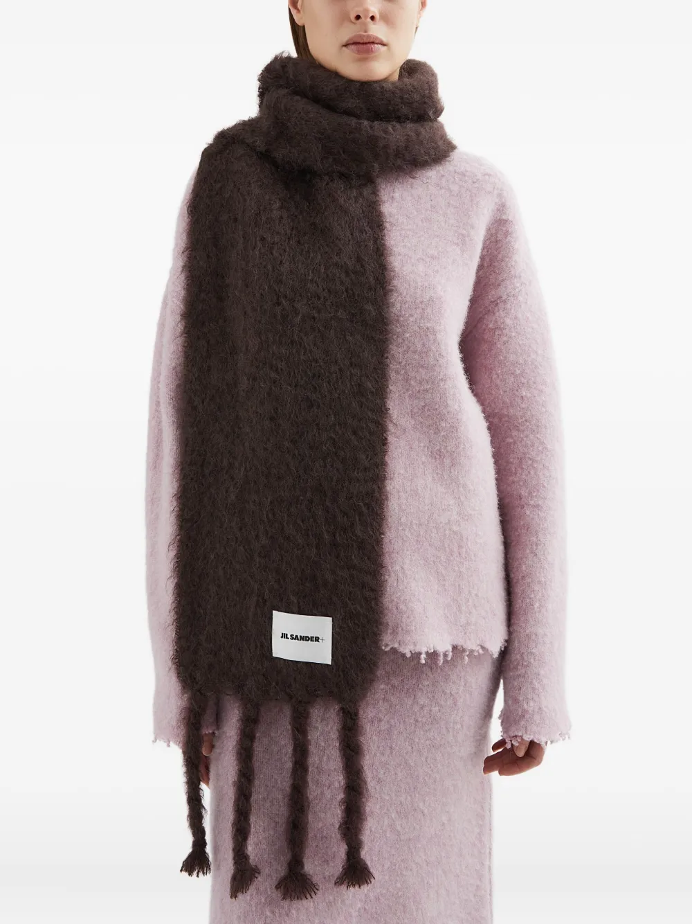 JIL SANDER+ Sjaal met logopatch Rood