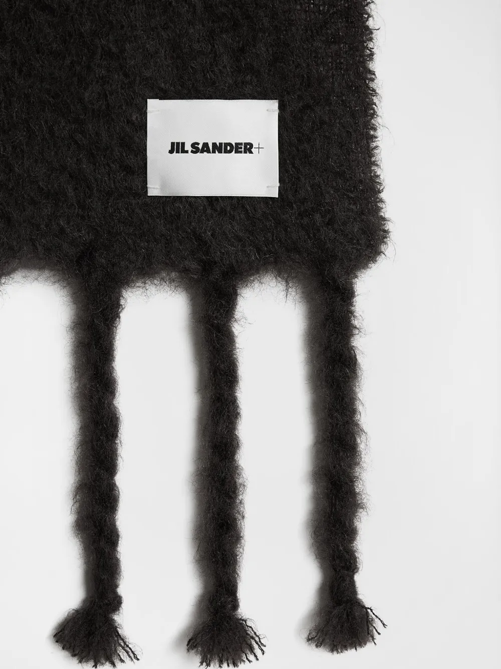 Jil Sander fringed knitted scarf Zwart