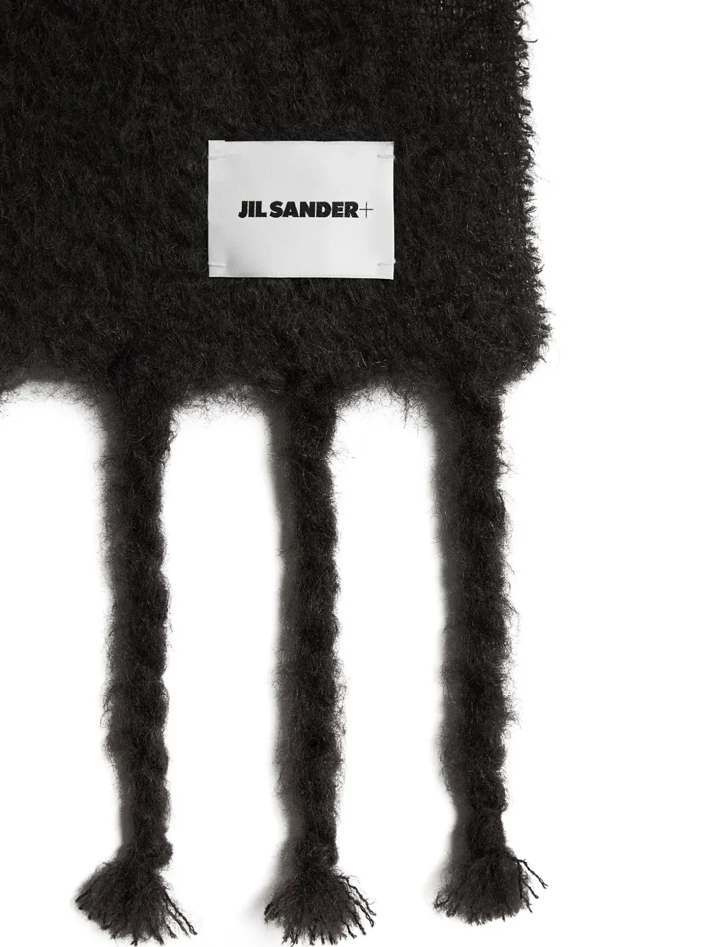 Jil Sander fringed knitted scarf - Zwart