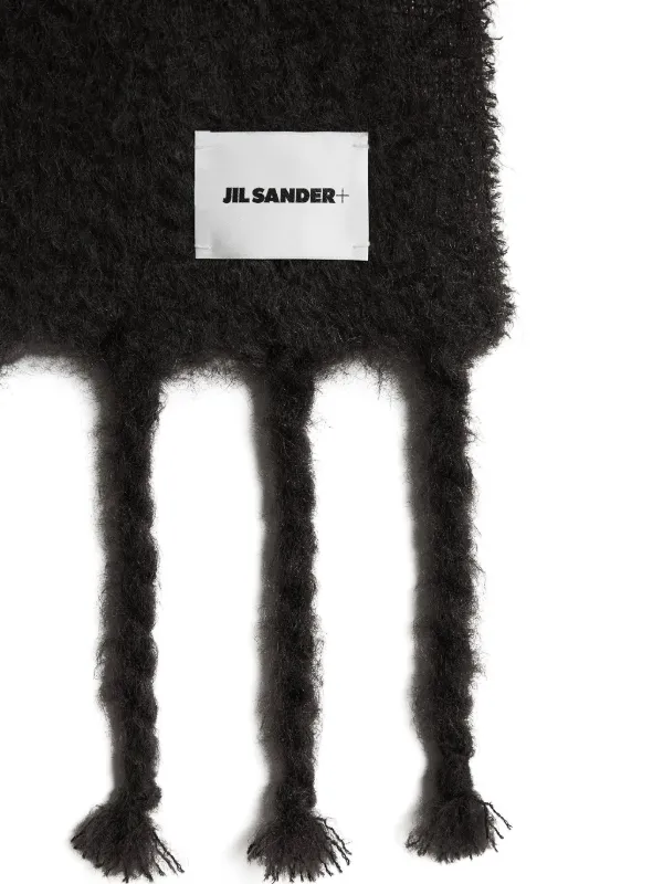 Jil Sander フリンジ ニットスカーフ | ブラック | FARFETCH JP